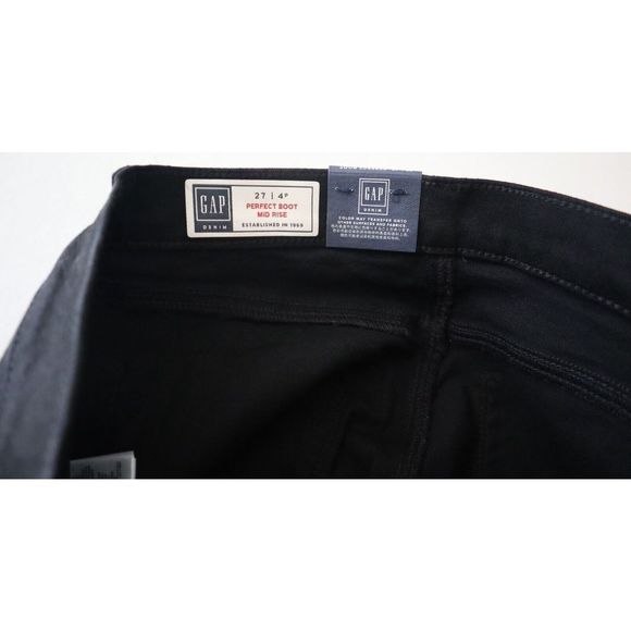 GAP 471304 Women's Petite Sz 27/4P Black Perfect Boot Mid Rise Stretch Jeans $70 - Picture 5 of 9